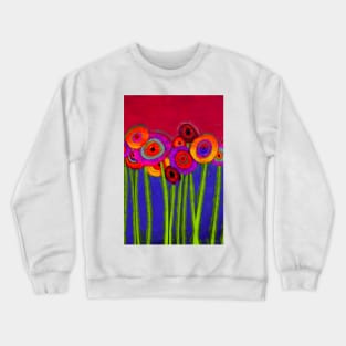 Flower Power Colorful Abstract Flowers One Crewneck Sweatshirt